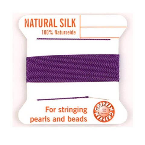Silkesnor, lilla, til perlek&aelig;der, 0,7 mm.