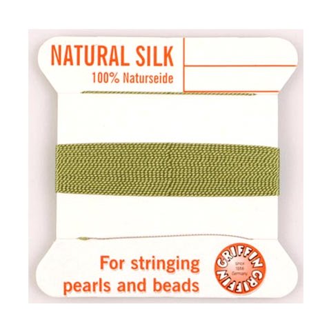 Silkesnor, vissengrøn, til perlekæder, 0,6 mm.