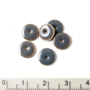 Emalje, mrkgr fg. mnt m.hul i midt, 8mm, 6 stk