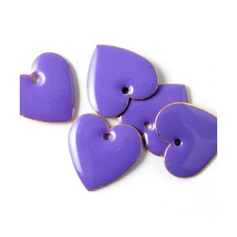 Enamel, purple heart, gilded, 16mm, 2pcs.