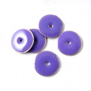 Emalje, lilla/slv mnt m. hul i midt, 12mm, 4 stk