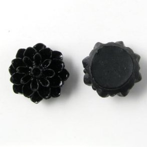 Resin, Dahlien, schwarz, 16x8 mm, 2 Stk.