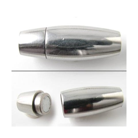 Magnetl&aring;s, platinfarvet, rund oval med kappe, 6 mm