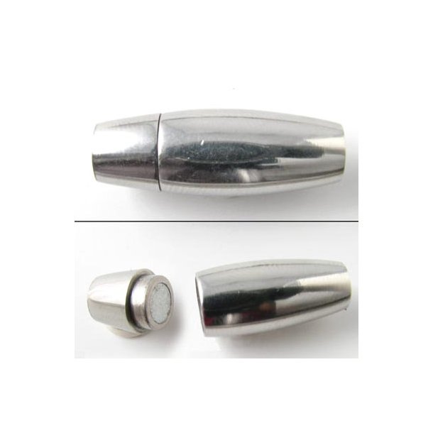 Magnetl&aring;s, platinfarvet, rund oval med kappe, 4 mm