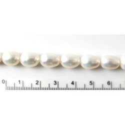 Freshwater pearl, full strand, white, rice shape, 10x8mm, ca. 38pcs.