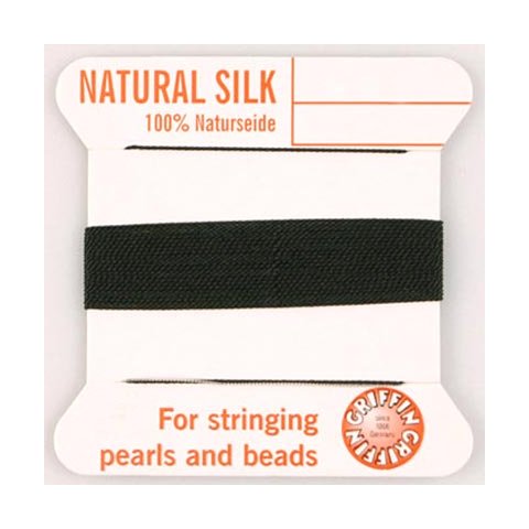 Silkesnor, sort, til perlekæder, 0,7 mm.