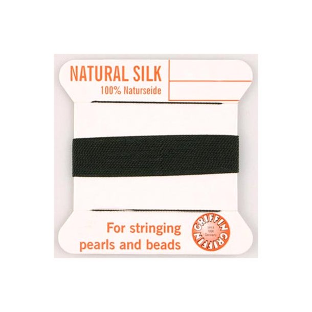 Silkesnor, sort, til perlekæder, 0,7 mm, 2 m