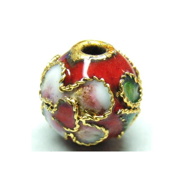 Cloisonn&eacute;&nbsp;Perlen,&nbsp;rot, rund&nbsp;12 mm, 2 Stk.