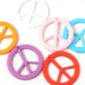 Acryl, Peace-Zeichen, 20 mm, assortierte Farben, 6 Stk.