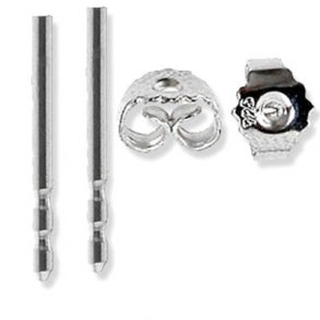 Ohrstecker zum Löten, Silber, mit Verschlüsse, 12x1 mm, 2 Stk.