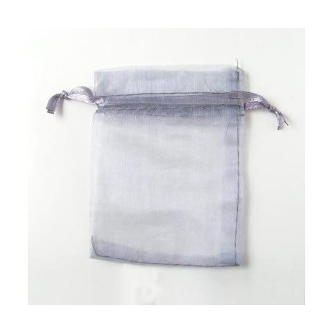 Smykkepose, lysgr&aring;, organza 7x9 cm.,20 stk