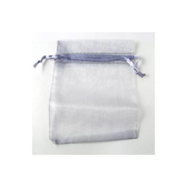 Smykkepose, lysgrå, organza 9x12 cm, 20 stk