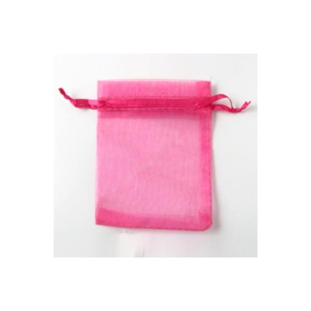 Smykkepose, pink, organza 7x9 cm, 20 stk