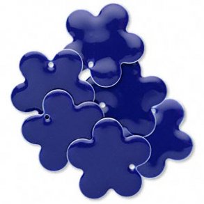 Emalje vedhng, stor mrkbl blomst, 27 mm, 2 stk