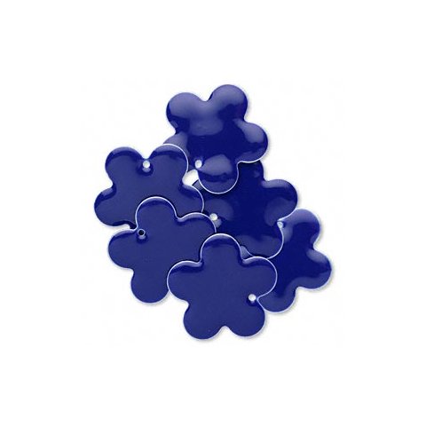 Emaille-Anh&auml;nger, gro&szlig;, dunkelblaue Blume, 27 mm, 2 Stk.