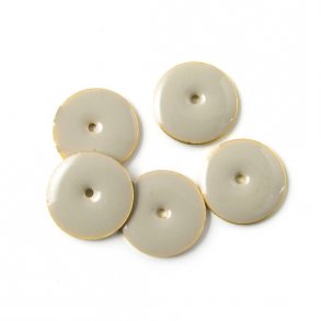 Enamel, light grey coin, gilded, w. hole in the middle, 12mm, 4pcs.