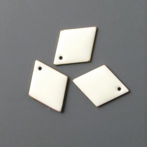 Emaille, Rautenform, off-white, versilbert 20 mm, 2 Stk.