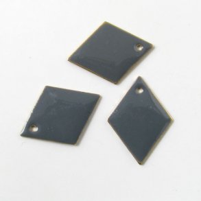 enamel, harlequin-shaped, dark grey, 20mm, 2pcs.