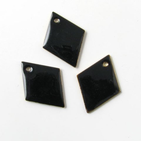 Emaille, Rautenform, schwarz, versilbert, 20 mm, 2 Stk.