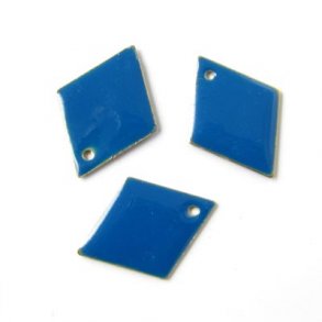 Enamel, harlequin-shaped, gilded, dark blue, 20mm, 2pcs.