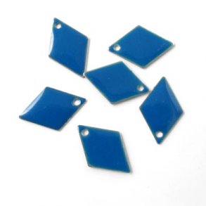 enamel, harlequin-shaped, dark blue, 15mm, 4pcs.
