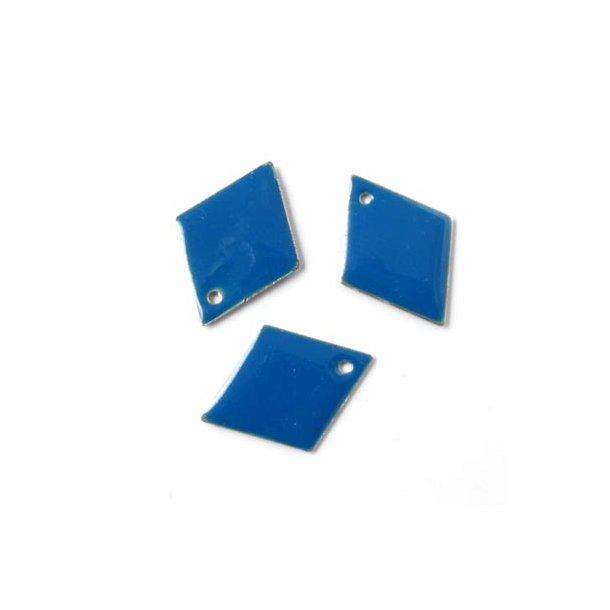 Emaille, Rautenform, dunkelblau, versilbert 20 mm, 2 Stk.