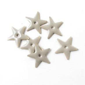 Emaille-Sterne, grau, Loch in der Mitte, versilbert 12mm, 4 Stk.