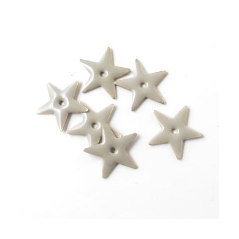 Emaille-Sterne, grau, Loch in der Mitte, versilbert 12mm, 4 Stk.