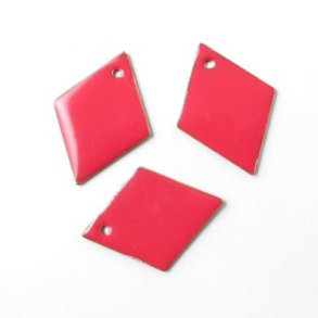 enamel, harlequin-shaped, pink, 20mm, 2pcs.