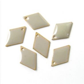 Emaille, Rautenform, versilbert, hellgrau, 15 mm, 4 Stk.