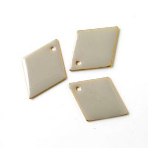 Emaille, Rautenform, versilbert, hellgrau, 20 mm, 2 Stk.