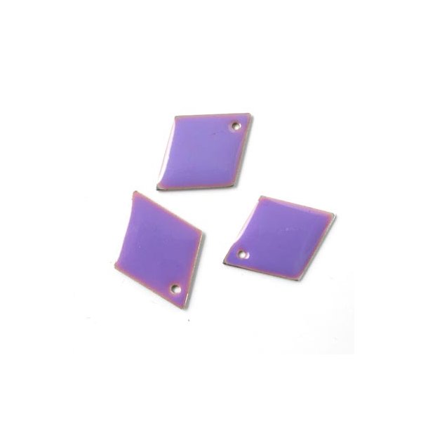 enamel, harlequin-shaped,purple, 20mm, 2pcs.