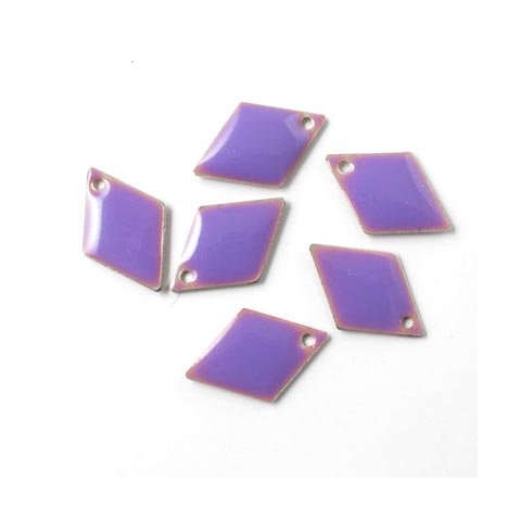 enamel, harlequin-shaped, purple, 15mm, 4pcs.