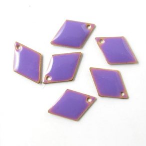 Enamel, harlequin-shaped, purple, gilded, 15mm, 4pcs.