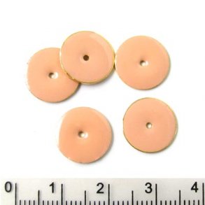 Enamel, powder-tinted coin, gilded, hole in the middle, 12mm, 4pcs.