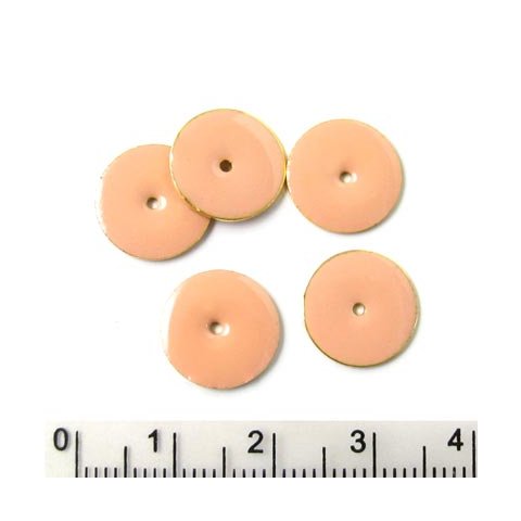 Emalje, pudderfarv m&oslash;nt, fg. hul i midt 12mm, 4stk