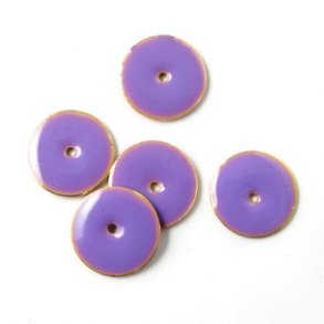 Emalje, lilla, fg. mnt m hul i midt, 12 mm, 4 stk