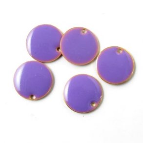 Emalje, lilla, fg. mnt m hul i kant, 12 mm, 4 stk