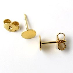 Ohrstecker mit Platte, glnzend, vergoldetes Sterlingsilber, 11x4x1 mm, 2 Stk.