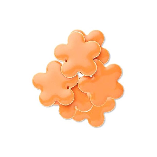 Emaille-Anh&auml;nger, gro&szlig;, orangene Blume, 27 mm, 2 Stk.