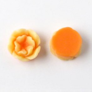 Resin, Seerosen, orange-weiß, 12,8x5 mm, 2 Stk.