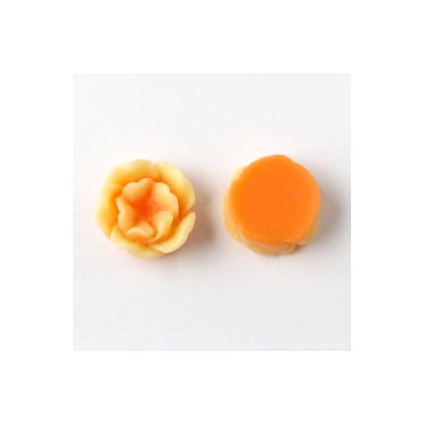 Resin, Seerosen, orange-wei&szlig;, 12,8x5 mm, 2 Stk.