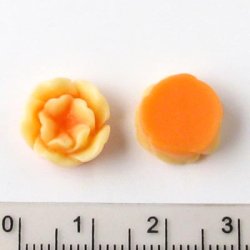 Resin, Seerosen, orange-wei&szlig;, 12,8x5 mm, 2 Stk.