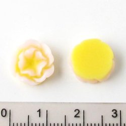 Resin, Seerosen, gelb-wei&szlig;, 12,8x5 mm, 2 Stk.