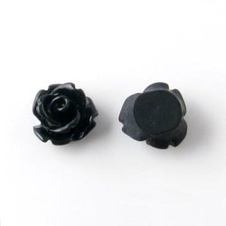 Resin, Rosen, schwarz, 10,5x6,8 mm, 2 Stk.