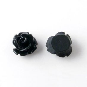 Resin, Rosen, schwarz, 10,5x6,8 mm, 2 Stk.
