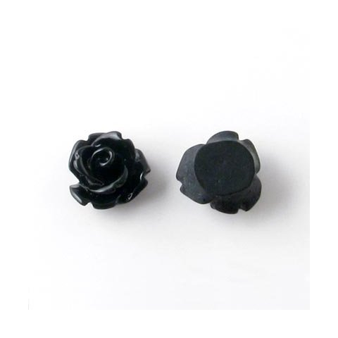 Resin, Rosen, schwarz, 10,5x6,8 mm, 2 Stk.