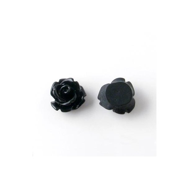 Resin, Rosen, schwarz, 10,5x6,8 mm, 2 Stk.