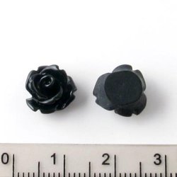 Resin, Rosen, schwarz, 10,5x6,8 mm, 2 Stk.