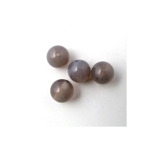 Gr&aring; agat, rund perle, 8 mm, 6 stk.